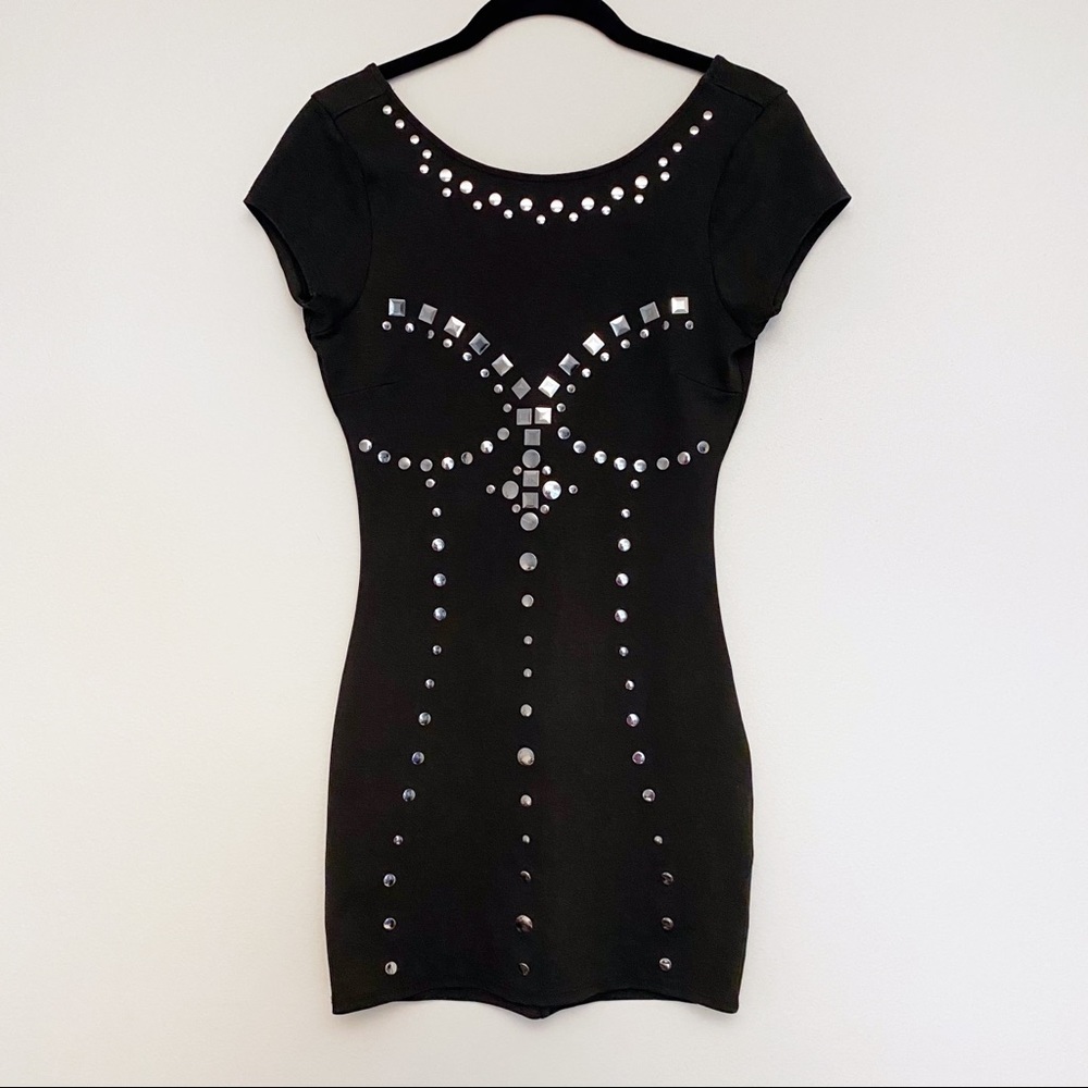 Nasty Gal Black Studded Body Con Mini Dress